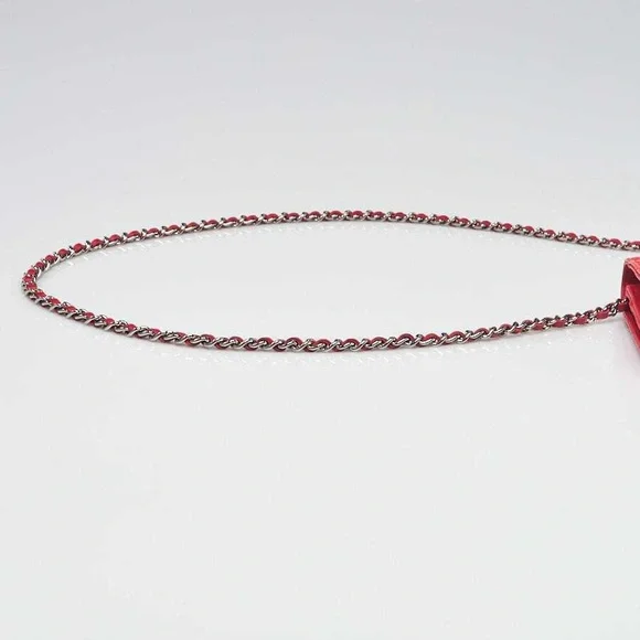 New! Authenticated Chanel CC Patent Leather CORAL RED MINI Bag SHW WOC - Picture 4 of 16